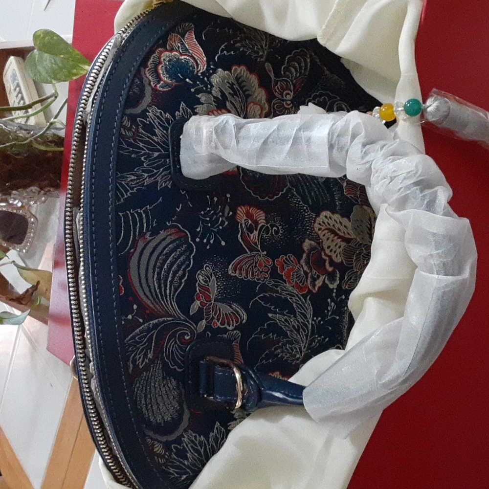 ANOTHER PRICE DROP!!!  Blue Mulberry Silk Genuine Leather Bag